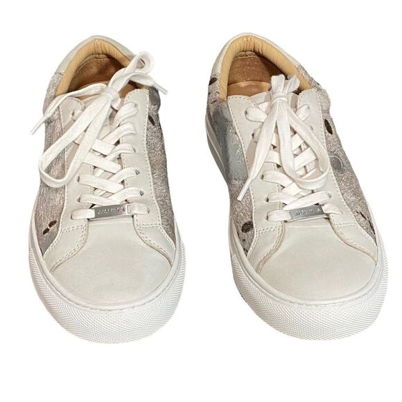 J/SLIDES - STYLE: LACEE PONY OFF-WHITE - DYED CALF HAIR - EXCELLENT CONDITION S8 - Picture 1 of 8